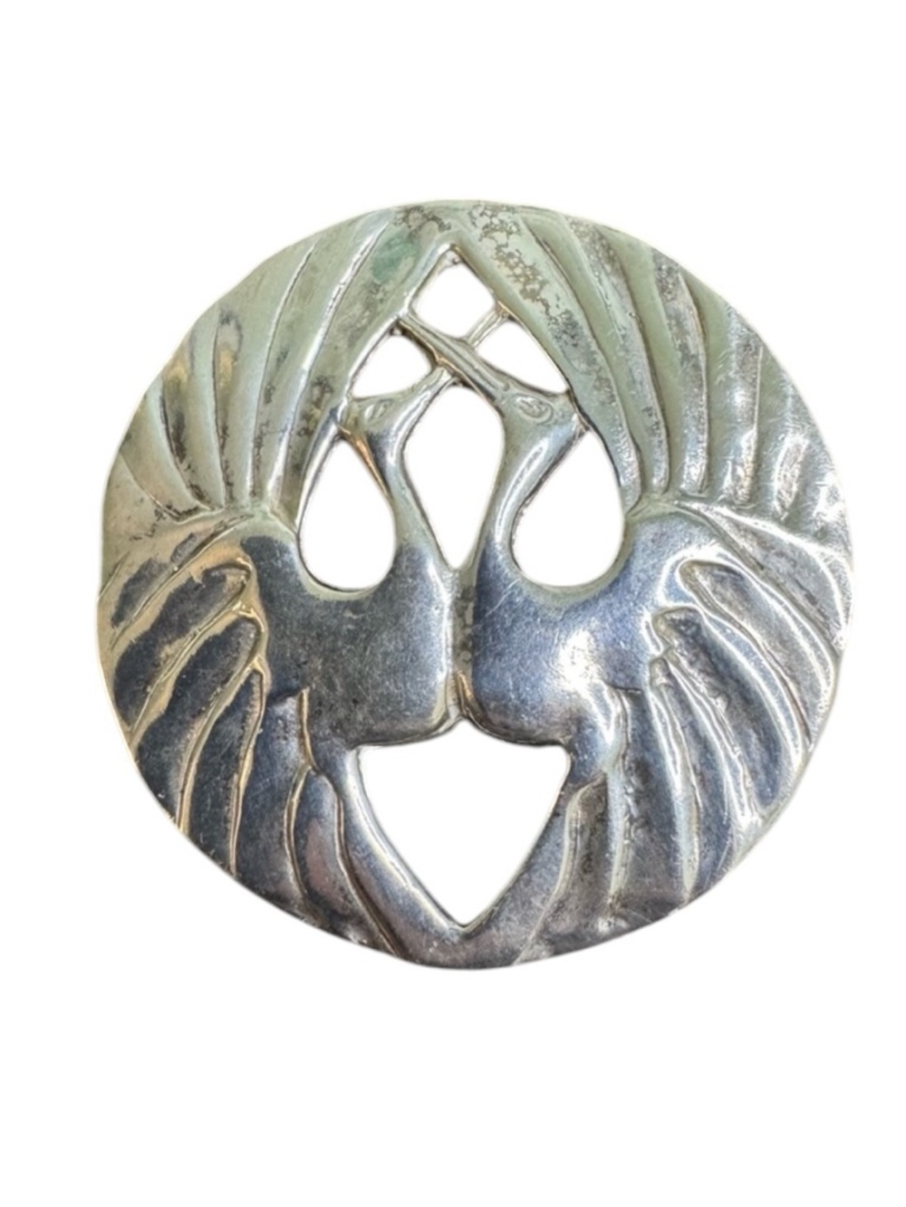 Sterling Silver Double Crane Brooch Dove Bird Love Vintage 19.79 grams